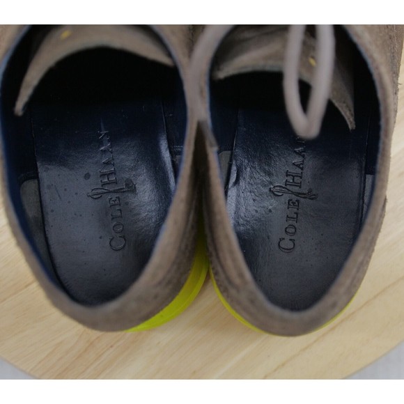 Cole Haan LunarGrand Wing Tip Gull Grey‎ Suede Volt Neon Yellow C11095 Mens 9.5 main image 7